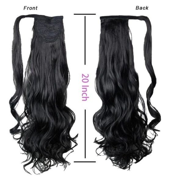 Ponytail Extensions Long, 20 Inch, Black - Picture 2 of 9